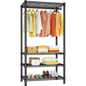 Heavy Duty Clothes Rack, Freestanding 4 Tiers Garment Rack for Hanging Clothes